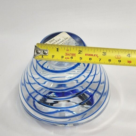 2004 Dennis East Int 5" Blown Glass Blue Ribbon Style Vase - Picture 7 of 12